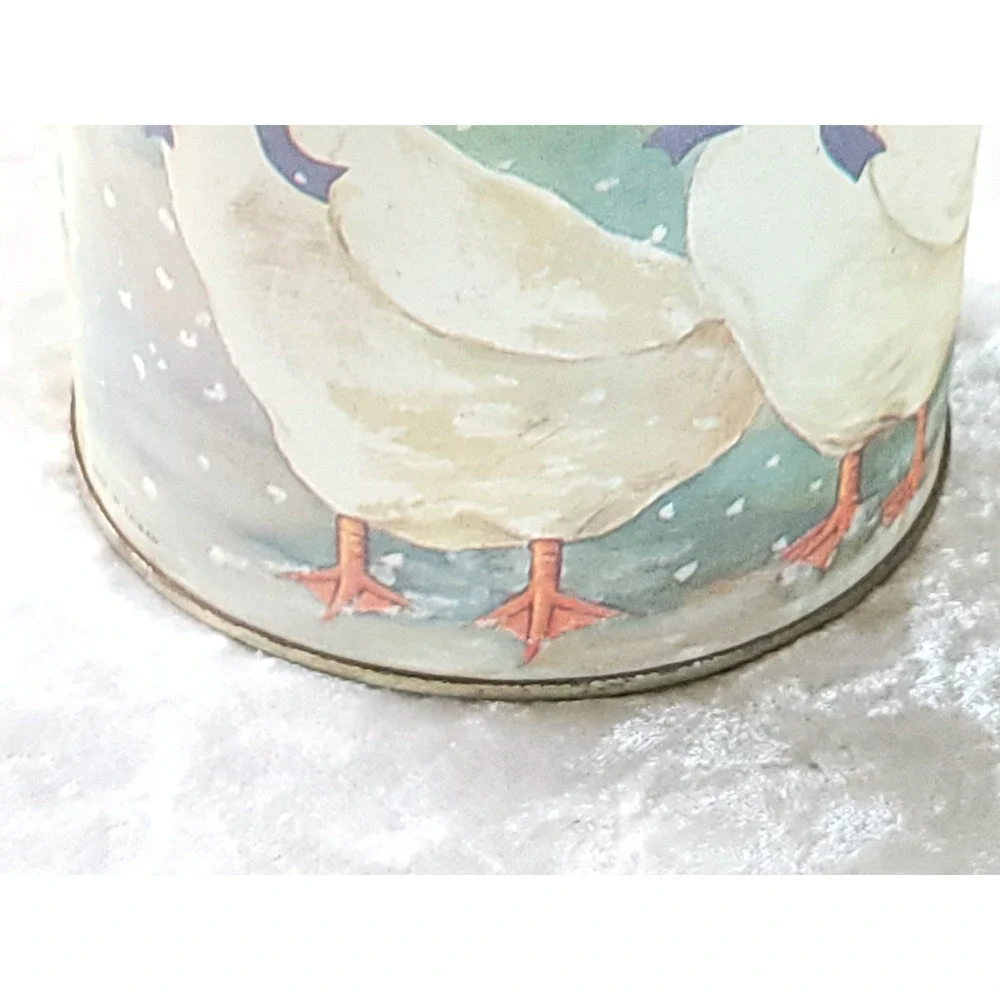 Vtg Country Geese Nesting Tin Canisters Set of 3 Blue Bows Farmhouse Decor